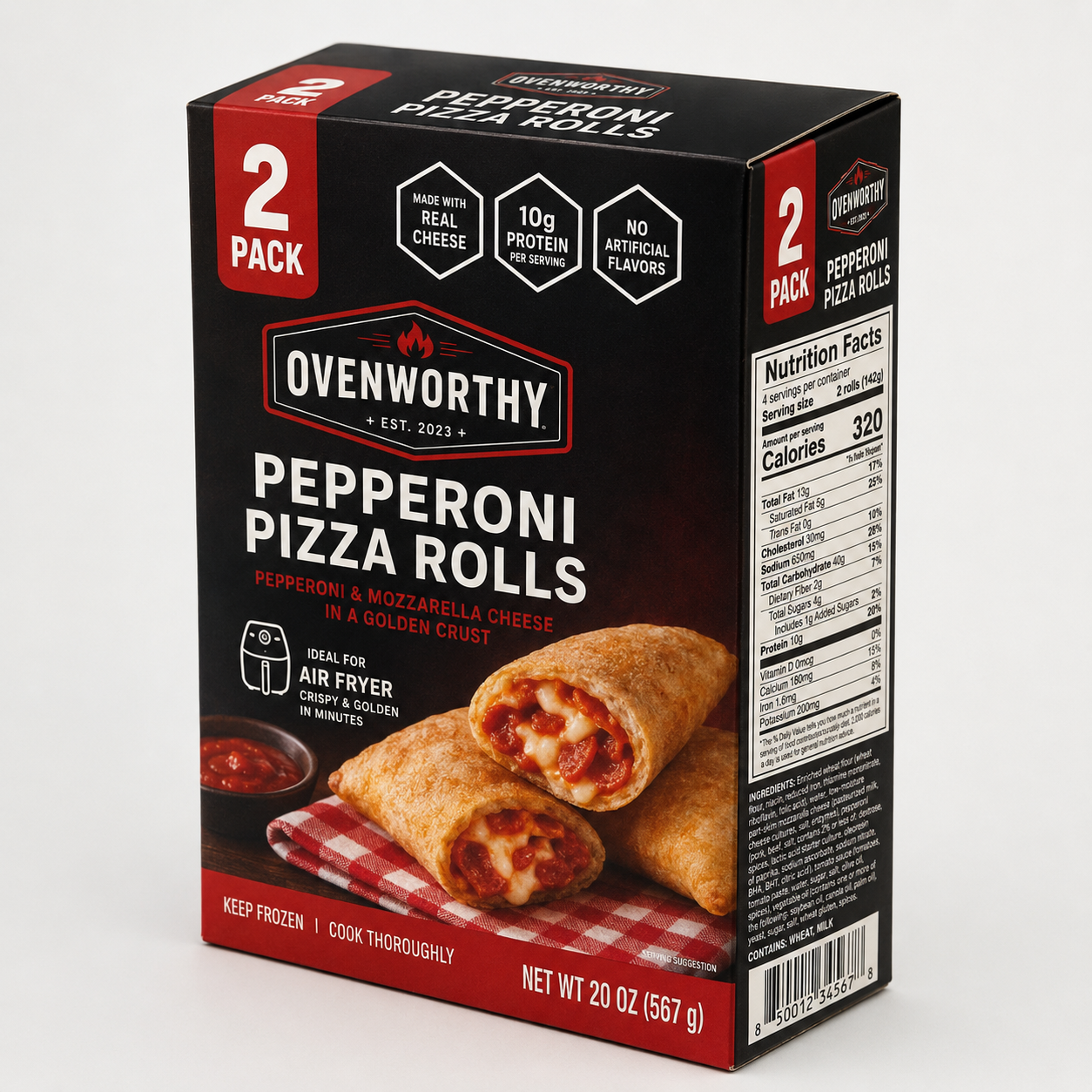 Custom printed retail box with black and red branding