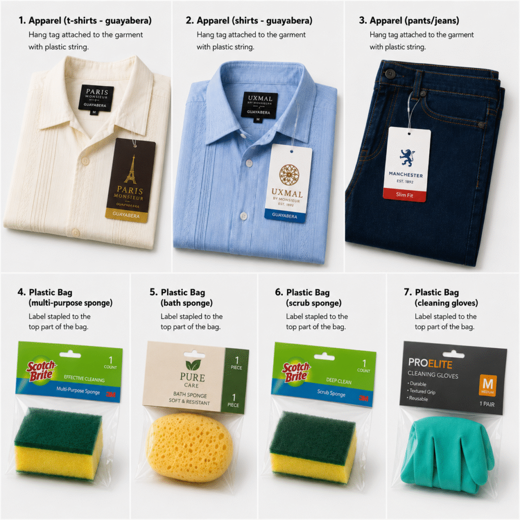 Custom apparel hang tag with printed brand and product details